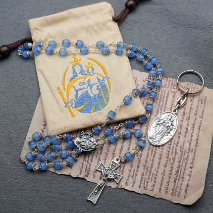 套装组合-玫瑰念珠-原创蓝猫眼-钥匙扣