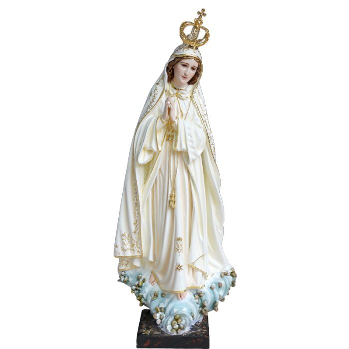 【现货】葡萄牙木雕-法蒂玛圣母-黑色底座带珊瑚-60厘米 Catholic religious art