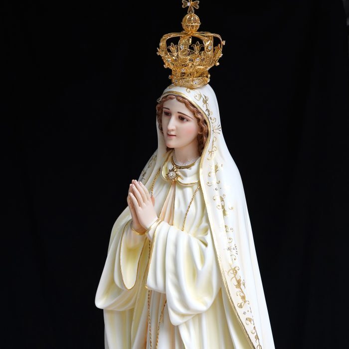 【现货】葡萄牙木雕-法蒂玛圣母-黑色底座带珊瑚-60厘米 Catholic religious art